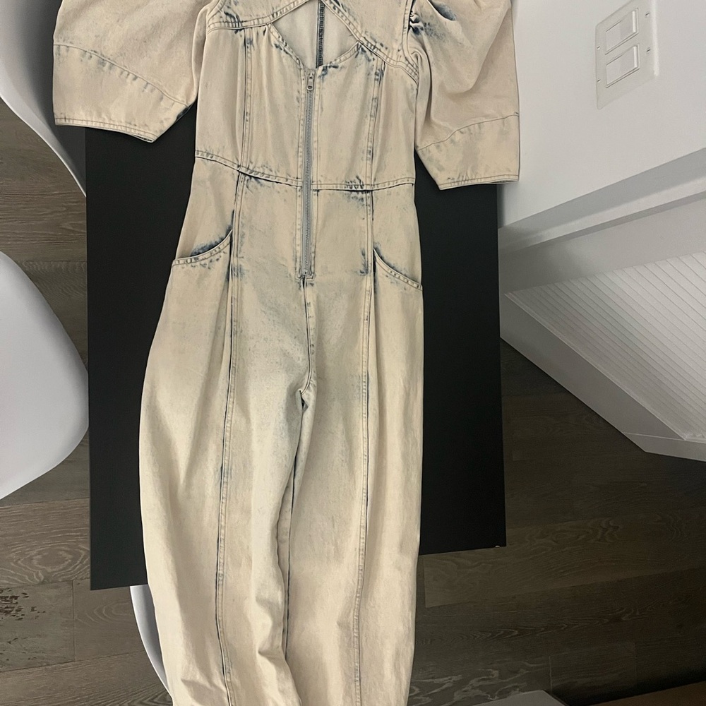 Sea New York Bleached Puff Sleeve Jumpsuit